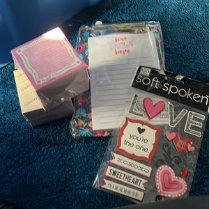 Love bundle stationary set stickers for scrapbook and 2 note cubes for wedding